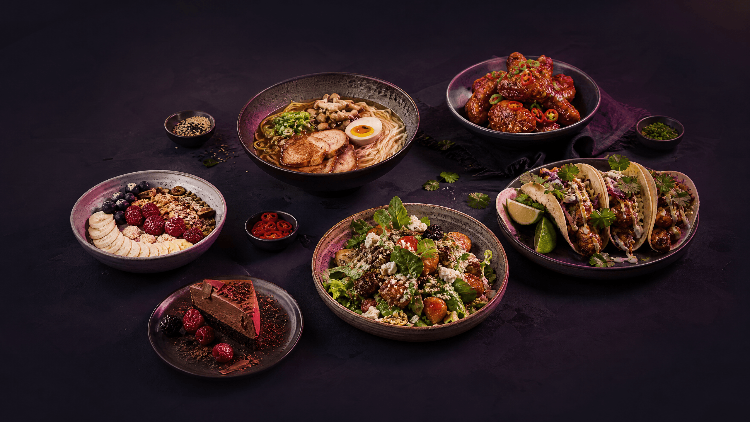A collage of food moments inside the ChecIt experience